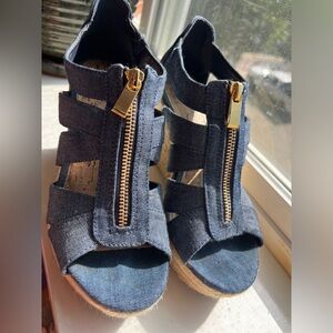 6.5 denim sandal wedges
